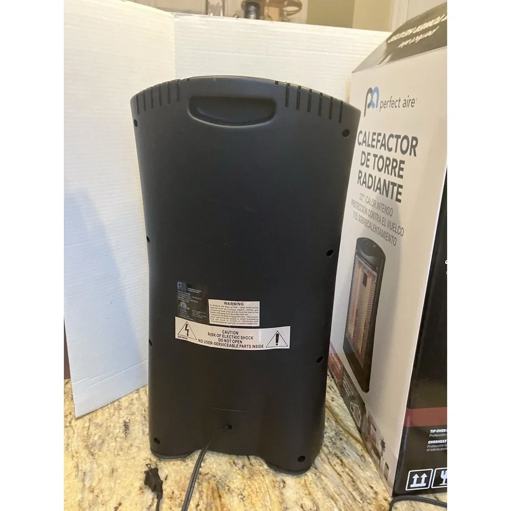 Perfect Aire 1500Watt Black Electric Tower Radiant Med/ Lrg Room Space Heater NE